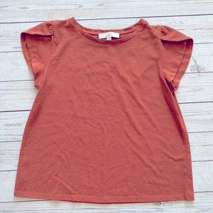 Rust flutter sleeve sweater tee M